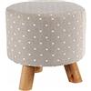 Gicos Pouf sgabello tondo tortora struttura in legno seduta in tessuto tessuto decoro cuori 28 * 27 CM XDA-823596