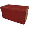 Tata Home Pouf Contenitore Scatola Sgabello Poggiapiedi Pieghevole Salvaspazio in Ecopelle cm 76x38x38 Colore Bordeaux