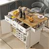 KUAKE Carrello da cucina con piano di lavoro pieghevole, armadietto da cucina su ruote con cassetto e portaspezie e 2 ante, isola da cucina mobile, per cucina e sala da pranzo (bianco)
