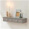 [en.casa] Mensola da Parete con 2 Cassetti 60 x 15 x 10 cm Mobiletto Pensile per Soggiorno Ingresso Comodino Sospeso per Camera da Letto - Grigio Chiaro