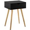 [en.casa] Comodino Multiuso con Cassetto e Gambe in Legno Tavolino Laterale da Divano per Soggiorno Camera da Letto Salotto (AxLxP) 60x40x30 cm - Nero