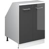 Vicco Mobile cucina sottotetto R-Line, Antracite lucido, 60 cm con 2 porte, carcassa 60 cm profondità, per la libera combinazione all'interno di sistemi cucina modulari