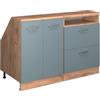 Vicco Mobile cucina sottotetto R-Line, Grigio-blu, 120 cm Set di 2 carcasse armadio profondità 60 cm, adatto per pareti inclinate e montaggio cucina variabile