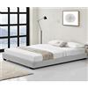 Corium Letto Francese Imbottito Struttura Bassa con Rete a Doghe e Piedini Zona di Riposo 140x200 cm Rivestito in Similpelle Bianco