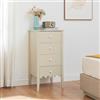 [en.casa] Cassettiera Mobile Contenitore con 4 Cassetti Comò Organizzatore 82 x 40 x 40 cm Frontale Ondulato per Camera da Letto Soggiorno Ingresso - Bianco Crema