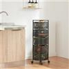 [en.casa] Carrello da Stoccaggio Organizzatore con 5 Cestelli Girevoli in Acciaio Mobile Multiuso a 4 Rotelle per Cucina Ufficio Bagno - Nero