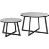 Outsunny Set 2 Tavolini da Giardino, Coppia di Tavolini da Caffè per Esterni con Piano in Vetro Temperato, Struttura in Acciaio, per Balcone e Terrazzo, Ø70x45 cm e Ø50x35 cm, Grigio e Nero