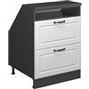 Vicco Mobile cucina sottotetto R-Line, Bianco rustico, 60 cm con 2 cassetti, carcassa 60 cm profondità, per la libera combinazione all'interno di sistemi cucina modulari