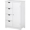 kleankin Mobile da Bagno con 4 Cassetti Salvaspazio 56x30x83cm Bianco
