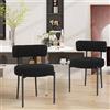 YU YUSING Set di 2 Sedia da Pranzo, Schienale Imbottita, Tessuto Teddy, Sedie Sala da Pranzo, Sedie Cucina con Gambe in Metallo, Adatto Soggiorno, Cucina e Camera Letto, Design Vintage Moderno, Nero