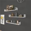 [en.casa] Set di 3 Mensole da Muro (AxLxP) 12 x 90 x 15 cm Consolli Pensili con Piano d'Appoggio a Forma di U - Bianco