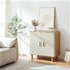 [en.casa] Credenza a 2 Ante per Sala da Pranzo Mobile Contenitore Comò con Ripiano Madia Armadio Buffet per Soggiorno Cucina 80 x 80 x 40 cm - Effetto Rovere/Avena Oatmeal