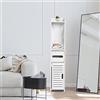 HUOLE Mobiletto portaoggetti per WC, supporto per carta igienica, porta scopino per WC, mobile da bagno su piedistallo in legno, armadio da bagno (20 x 15 x 80 cm, bianco)