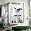 K-Möbel Vetrina in vetro bianco (80x60x25 cm) con 2 ripiani in vetro regolabili in altezza - Vetrina per modellini di auto bianco - Vetrina per collezionisti