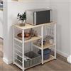 SogesPower Scaffale da Cucina per Microonde con Ganci a Forma di S, Scaffale Mobile Cucina a 3 Livelli per Utensili da Cucina e Spezie, 90 x 40 x 83 cm Acero
