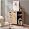 [en.casa] Credenza con 2 Cassetti e Scomparti Chiusi Mobile Contenitore ad Ante Decorative Ripiani e Vani Aperti per Archiviazione Cucina Soggiorno Studio 100x120x38 cm - Effetto Rovere
