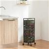 [en.casa] Carrello da Stoccaggio Organizzatore con 4 Cestelli Girevoli in Acciaio Mobile Multiuso a 4 Rotelle per Cucina Ufficio Bagno - Nero