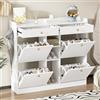 Wiuzo Elegante scarpiera bianca con 4 ante pieghevoli, 2 cassetti, 3 scomparti aperti, perfetta per corridoi moderni e ingressi, dimensioni 110 x 26 x 100 cm (bianco)