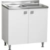Relax e Design Mobile Cucina Sottolavello con Lavello Vasca sx o dx in Acciaio con Gocciolatoio, 2 ante in Bianco Frassino, cm 80x50 H88 (Vasca sinistra)