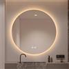 Zhoudong Specchio da Bagno Illuminato con Retroilluminato, 100/110cm Rotondo Specchio Cosmetico a Parete, 3 Colori di Luce Dimmerabile, Anti-Appannamento(100cm/40in)