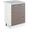 Vicco Mobiletto base cucina R-Line, Grigio nobile, 60 cm, PL Marmo, per la libera combinazione all'interno di sistemi cucina modulari