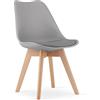 NMK HOME Sedia Cucina e Sala da Pranzo Moderne - Grigio, Gambe in Legno di Faggio, Pellame Sintetico Vellutato