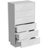 UEV Cassettiera a 6 Cassetti con Motivo a Rombi, Settiminio Spazioso per Archiviazione, Comò Stabile e Durevole per Soggiorno, Camera da letto, Corridoio, 60 x 33,5 x 111 cm, Bianco
