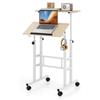 COSTWAY Scrivania per Computer Regolabile in Altezza, Postazione di Lavoro per Computer con Ruote e Ganci, Tavolo Porta PC per Studio e Ufficio, 60 x 60 x 72-124 cm (Naturale)