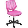 Soberine Sedia Ufficio Scrivania Girevole Regolabile, Sedia da ufficio Ergonomica Senza Braccioli a Rotelle in Rete Traspirante Portata 136 kg Rosa