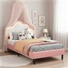 FCSQIU Struttura del letto 90 x 200 cm con testiera a nuvole regolabile, letto imbottito per bambini 90x200 cm con testiera e rete a doghe, letto singolo, letto per giovani, letto