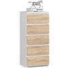 AKORD | Cassettiera a 5 Cassetti | Credenza Alta | Moderna Mobiletto per Soggiorno Sala da Pranzo Camera da Letto Corridoio Bagno | Armadio Cameretta | 35x40x92 cm | Bianco | Rovere Sonoma