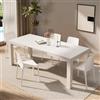 Mobili Fiver, Tavolo Allungabile Moderno, Iacopo, 140(220) x90 cm, Bianco Frassino, per 6-10 persone, Tavolo Cucina, Soggiorno, Made in Italy