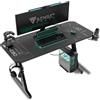SENSE7 Scrivania Nomad Cybernetic, tavolo gaming 140x60 con gancio per cuffie, porta bevande, supporto controller e superficie in fibra di carbonio, Ergonomico e ideale per il gaming