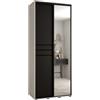 ABIKSMEBLE Davos 11 120 Armadio da Camera Doppio Scorrevole - Armadio Moderno con Specchio, Asta e Ripiani - 235,2x120x60 cm Bianco Nero Nero
