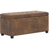 vidaXL Legno Pino/Pioppo Cassapanca Marrone in Scamosciato Pouf Panchina Cassa