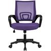 Soberine Sedia da Ufficio Scrivania con Rotelle Girevoli e Braccioli Ergonomica Lombare e con Altezza Regolabile Imbottita e Rete Traspirante Portata 136 kg Viola