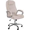 CLP Poltrona Ufficio Apoll XL In Stoffa I Sedia Scrivania Ergonomica Pc Girevole Oscillante I Sedia Direzionale, Colore:crema