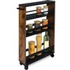 bomoe Carrello da Cucina Marrone e Nero Hylla - scaffale da Cucina 50x79x15 cm - Carrello con Ruote, 3 ripiani e piano lavoro in legno FSC® - Carrello da portata - mobile da Cucina e da Bagno