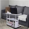 EurHomePlus Scrivania mobile, scrivania regolabile in altezza, 80 x 40 cm, scrivania per computer portatile a 3 livelli, con ruote, per camera da letto, ufficio, letto (bianco caldo)