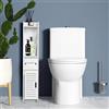 HUOLE Mobile Bagno Verticale Porta Oggetti da Bagno Slim Salvaspazio con Apertura, armadietto con ante e ripiani, Armadietto Porta Carta Igienica, Detergenti e Accessori, 20 * 20 * 80cm-Bianco