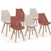 IDMarket - Lote de 6 sillas escandinavas SARA - mezcla de terracota x3 y beige x3
