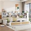 Kelodan Divano letto in legno, 90 x 200 cm, multifunzionale, letto singolo con letto estraibile, culla con molti scomparti e porta di ricarica, bianco