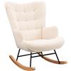 TIMORWTF Poltrona a Dondolo Beige, Sedia a Dondolo, Poltrona per Allattamento, Poltrona a Dondolo in Velluto Teddy con Piedi in Legno Massiccio, per Soggiorno, Camera da Letto, Balcone (Beige)