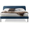 EVERGREENWEB MATERASSI & BEDS EVERGREENWEB Letto Matrimoniale in doghe in legno e testata quadrata stondata| facile da montare, Letto di Design | Colore Blu |Mod. Tokio