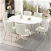 SACOOL Set di 6 sedie imbottite in velluto beige per sala da pranzo, soggiorno e camera da letto con quattro gambe di supporto in metallo dorato