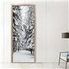 CBWRAW Adesivi Per Porte 3D Carta Parati Paesaggio Della Foresta Di Pini Innevati Interne Soggiorno Camera Da Letto Carta Da Parati In Pvc Autoadesivo Impermeabile Poster Murale Fotomurali Arredo Casa