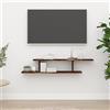 HaoChrymec Mensola TV Sospesa, Scaffale Parete in Legno Rovere Affumicato, Mensole da Muro esign, Design Asimmetrico Moderno per Home Theater e Soggiorno,Capacità di carico massima 40 kg, 125x18 x23cm