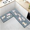 ANALTIRCE 2 Pezzi Tappetino da Cucina Tappetino da Cucina Lavabile Antiscivolo Tappetino da Cucina con Supporto in TPR Set di Tappeti Runner, Kawaii Cute Scaletta Gatto Stampa Tappeto da Cucina per Ingresso Lav