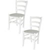 t m c s Tommychairs - Set 2 sedie modello Venezia per cucina bar e sala da pranzo, robusta struttura e seduta in Legno di faggio laccato bianco e seduta imbottita e rivestita in tessuto color bianco ostrica