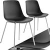 tectake® Set 2 Sedie Ergonomiche in Plastica, Sedie Sala da Pranzo con Gambe in Acciaio Cromato, Sedie Cucina Antiscivolo, Sedie Moderne Antigraffio, Capacità di Carico 120 kg - Nero/Cromo